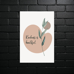 Kindness & Beautiful - Minimalist Botanical Art - shiny glitter
