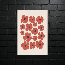 Red Poppies in Minimalist Style - shiny glitter