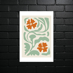 Modernist Flowers in Mint - shiny glitter