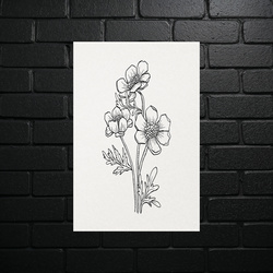 Blooming Anemones Sketch - shiny glitter