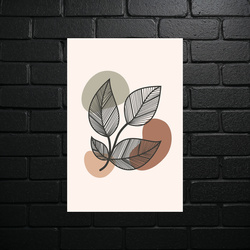 Minimalist Leaves in Sepia - shiny glitter