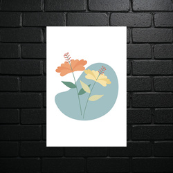 Kwiaty o Świcie - Minimalistyczna Ilustracja - błyszczący brokat