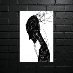 Black Silhouette Sketch - shiny glitter