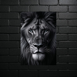 Majestatyczny Lew Noir - Aluminiowy Portret - błyszczący brokat