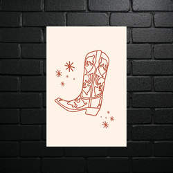 Cowboy Boot with Stars - Pink Artwork - shiny glitter