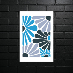 Turquoise Retro Flowers - shiny glitter