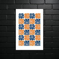 Geometric Harmony in Orange and Navy - shiny glitter