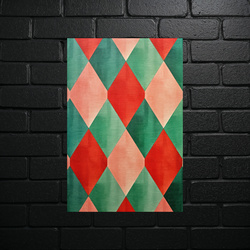 Geometric Harmony in Emerald and Coral - shiny glitter