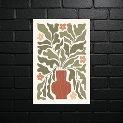 Botanical Minimalism - Vase with Leaves - shiny glitter