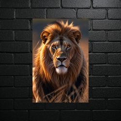 Majestic Lion in Golden Light - shiny glitter