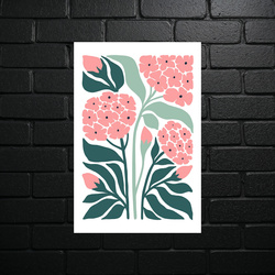 Pink Hydrangea Blooms - Botanical Elegance - shiny glitter