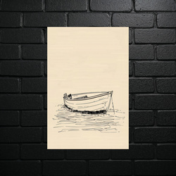 Boat Sketch on Calm Waters - shiny glitter