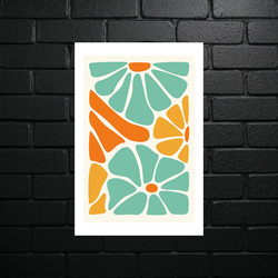 Floral Modernism - Turquoise-Orange Harmony - shiny glitter