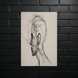 Soul Sketch - Minimalist Portrait - shiny glitter