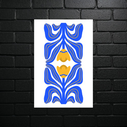 Scandinavian Floral Ornament in Blue - shiny glitter