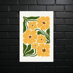 Golden Retro Flowers - Botanical Composition