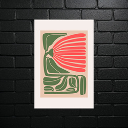 Modernist Flower - Retro Art Print - shiny glitter