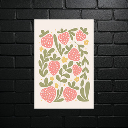 Strawberry Garden - Botanical Composition - shiny glitter