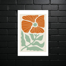 Geometric Orange Flower - Minimalist Art - shiny glitter