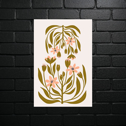 Botaniczna Harmonia - Różowe Kwiaty Art Deco - błyszczący brokat