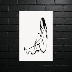 Minimalist Female Silhouette Sketch - shiny glitter