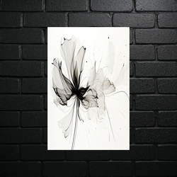 Grey Flower - Minimalist Artwork - shiny glitter