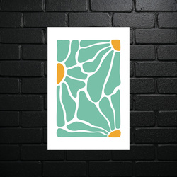 Mint Abstract with Orange Accents - shiny glitter