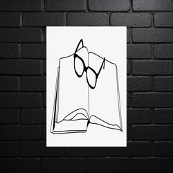 Książka i Okulary - Minimalistyczny Szkic - błyszczący brokat