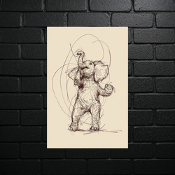 Dancing Elephant - Vintage Sketch - shiny glitter