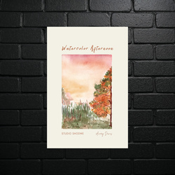 Watercolor Autumn Sunset - shiny glitter