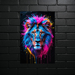 Neon Lion - Artistic Color Explosion - shiny glitter