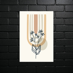 Minimalist Flower in Sepia - shiny glitter