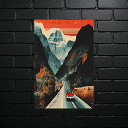 Mountain Journey at Sunset - shiny glitter