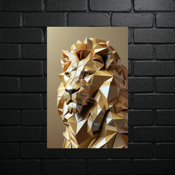 Golden Geometric Lion - Metallic Elegance - shiny glitter