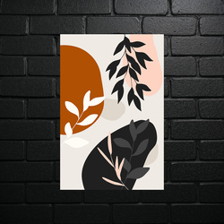 Minimalist Leaves in Sepia - shiny glitter