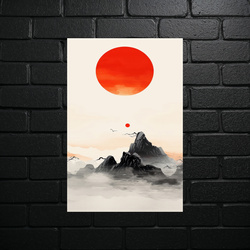 Rising Sun over Mountain Peak - Metallic Art Print - shiny glitter