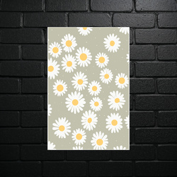 Daisies on Grey - Botanical Harmony - shiny glitter