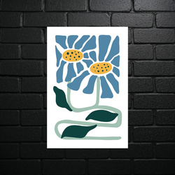 Blue Daisies - Minimalist Composition - shiny glitter
