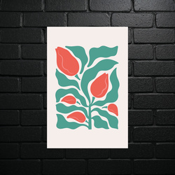 Coral Flowers - Minimalist Botanical Art - shiny glitter