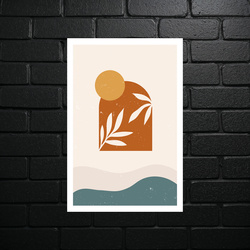 Minimalist Sunset with Leaf - shiny glitter