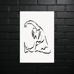 Meditating Monk - Minimalist Sketch - shiny glitter