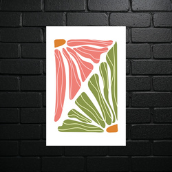 Botanical Harmony - Coral and Olive Leaves - shiny glitter