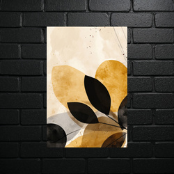 Golden Abstract with Leaves - shiny glitter