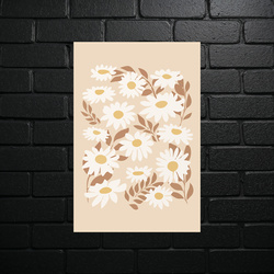 Daisies in Sepia - Botanical Elegance - shiny glitter