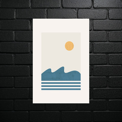 Minimalist Sun and Waves Landscape - shiny glitter